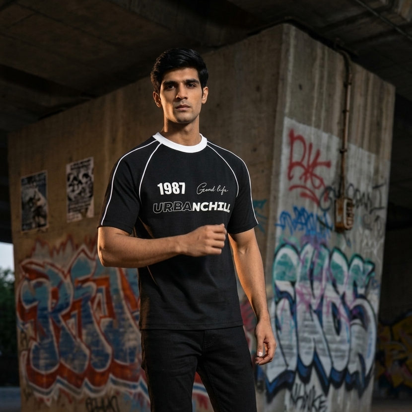 Urbannchill Interlock tee in Black