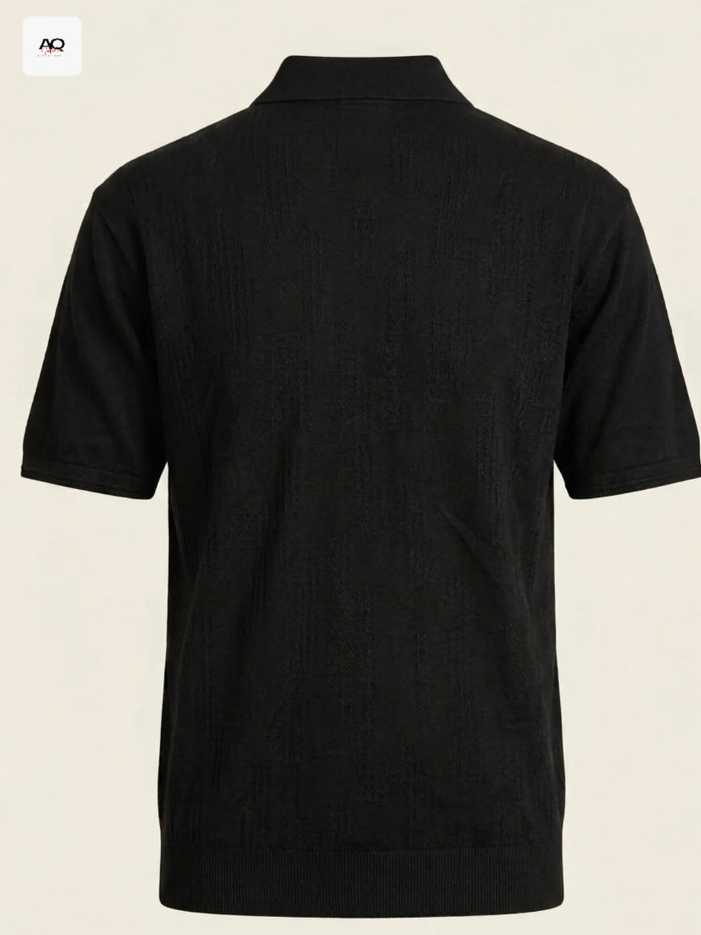 Black Boxy Fit Signature Knited Zip Polo