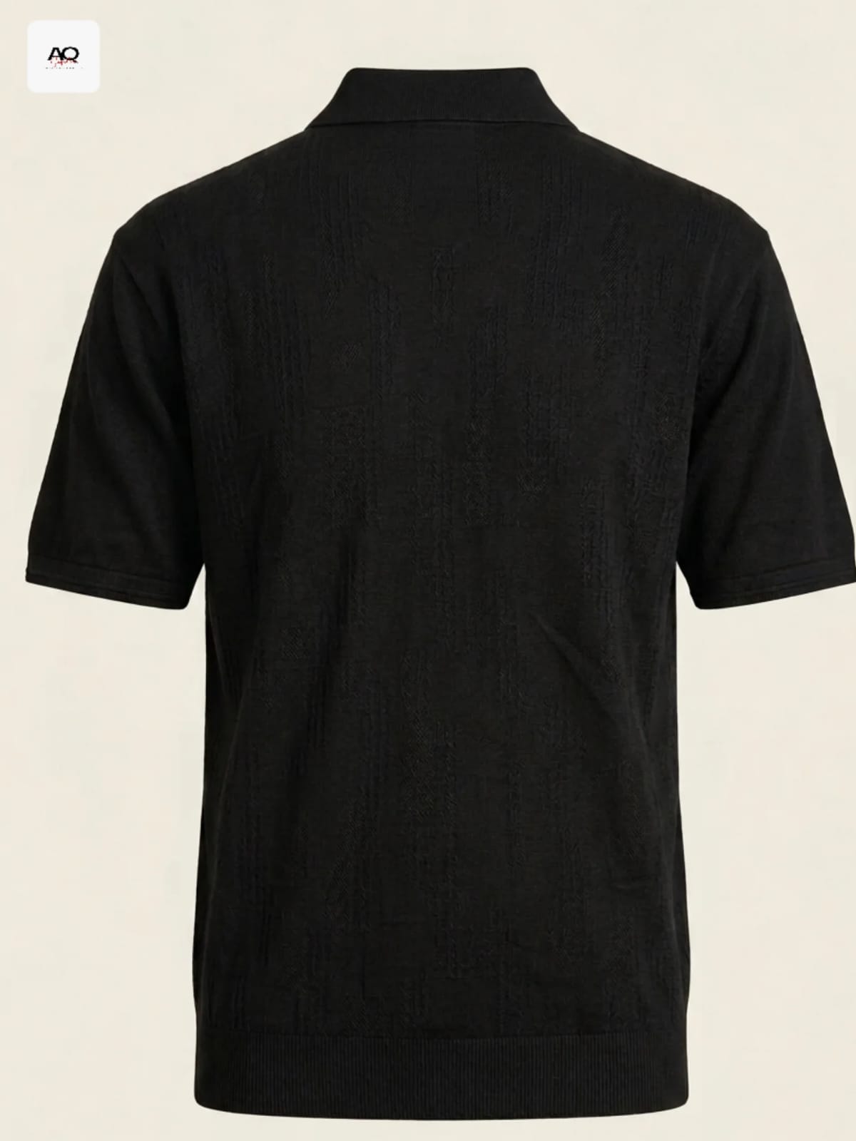 Black Boxy Fit Signature Knited Zip Polo